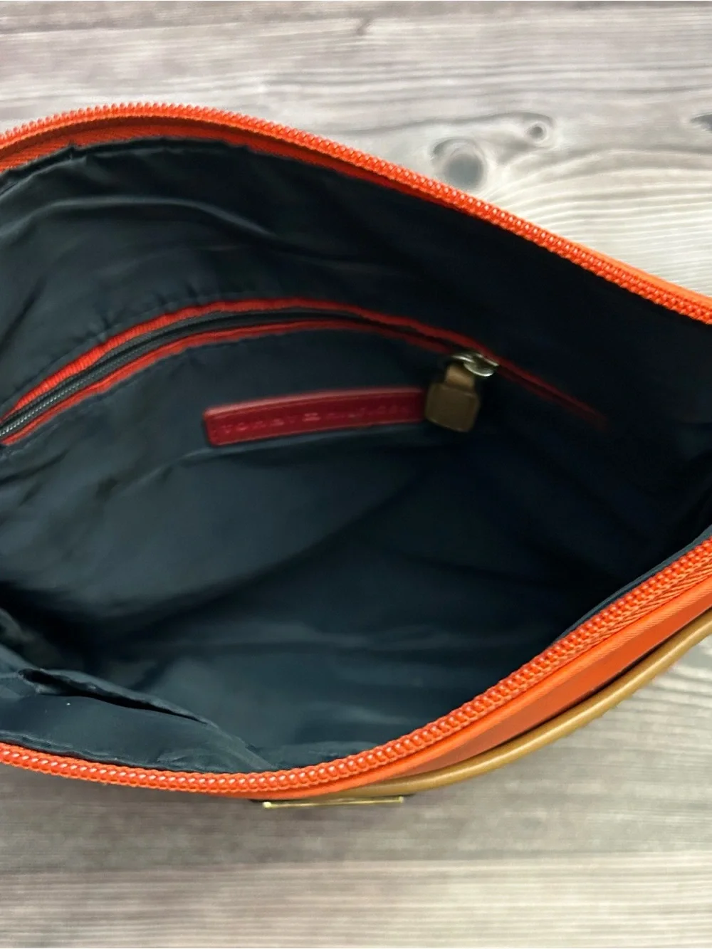 Tommy Hilfiger Orange Crossbody Bag with Tan Trim
